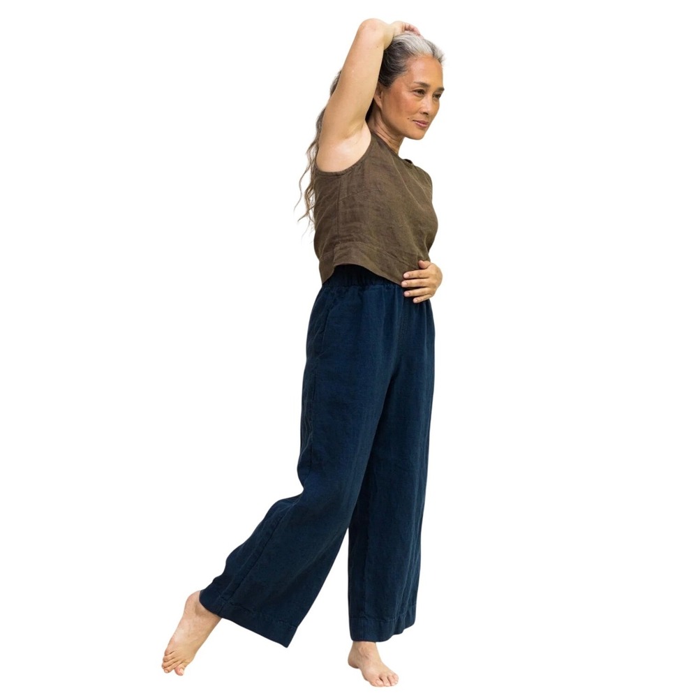 Elizabeth Suzann The Florence Pant Black 100% Linen Wide Leg Minimalist S-R